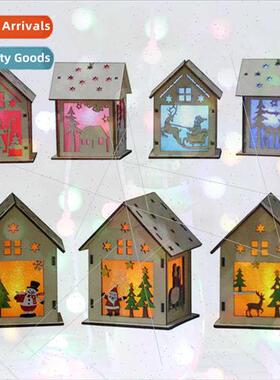 Christmas decorations glowing snow house elk wooden santa ho