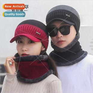 men duck plus knted cold outdoor set twoPCS scarf hat Winter