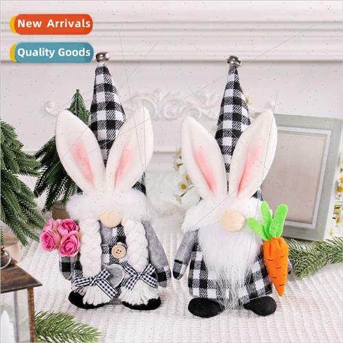 Easter Bunny 2023 new black whe checkered plush gnome whe be