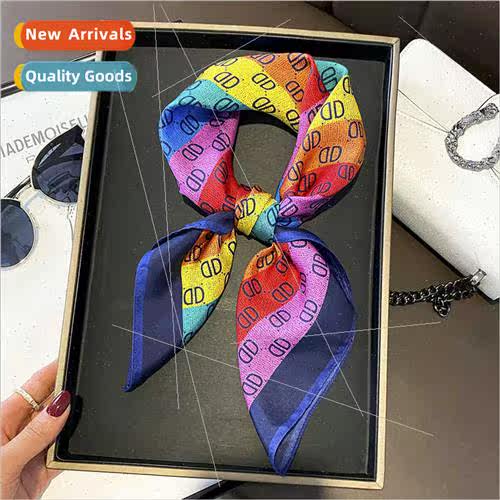 Korean  splicing rainbow color light thin mulberry silk silk