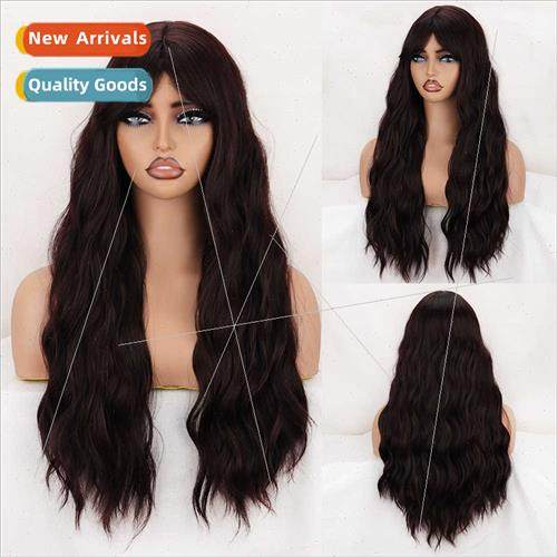Europe wigs Qi bangs long curly water wave pattern chemical