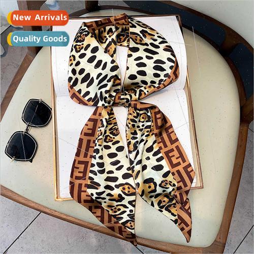 2021 fall winter new leopard imation silk small silk scarf K
