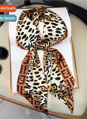 2021 fall winter new leopard imation silk small silk scarf K