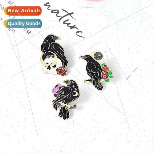 Europe Uned States cartoon animal crow alloy brooch rose sku
