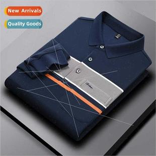 Dad summer shirts middle-aged men spring fall thin ice silk