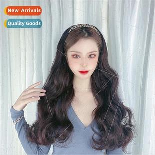 Hair band wig women long curly hair u-shaped half head set o
