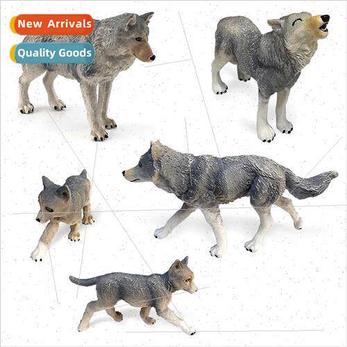 Steppe wildlife model berian wolf king cub desktop ornament