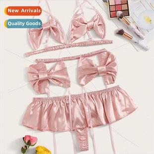 bikini lingerie piece Sexy three garter bowknot belt