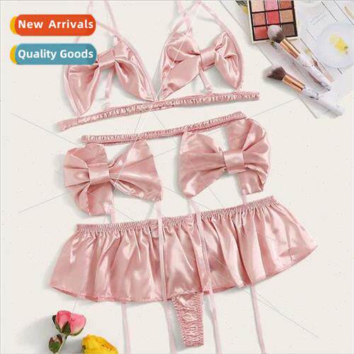 Sexy lingerie, bowknot bikini garter belt three-piece su