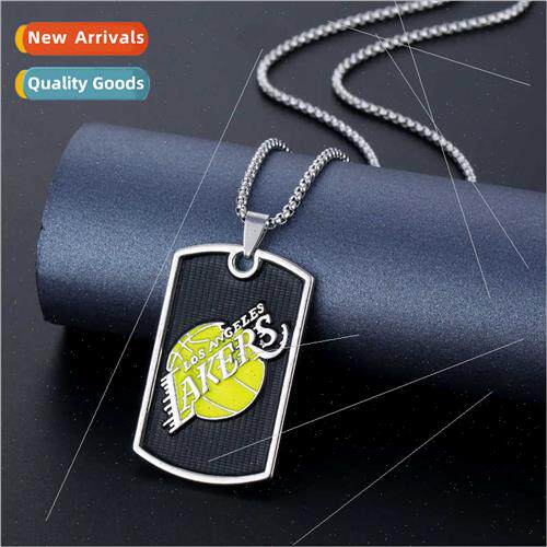 logo Europe tanium steel necklace logo tag NBA Lakers logo t