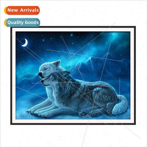 Diamond painting new modern  animal moon wolf spir full roun