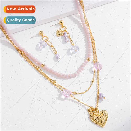 Lavender Purple Multi-Row Stacking Necklace Set Women Europe