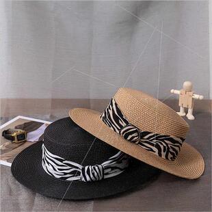 Shade Ruili Top Ladies Leopard Flat Fashion Hat Straw Summer