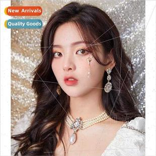 female retro layer beyond multi necklace court Yang French