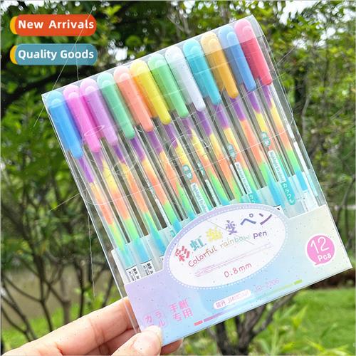 Korea dazzle pastel pen rainbow 6 colors gradient watercolor