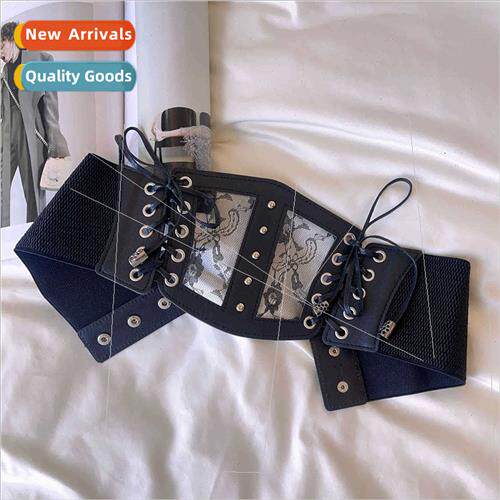 Lace wide waist seal ladies summer waist thin shirt dress Y2