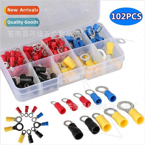 102pcs Cold Crimp Terminals Copper Box Insulated Ring Crimp