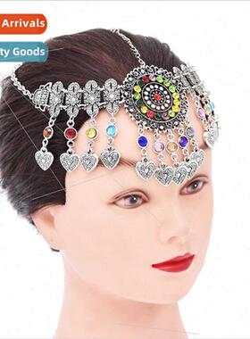 Ethnic tassel headdress vintage diamond love pendant ehead j