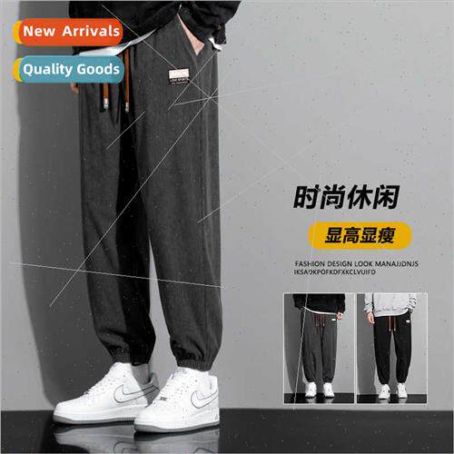Men pants 2023 fall new corduroy fashion drawstring casual p