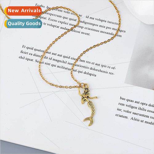 2023 Europe new gold mermaid pendant chain necklace women co