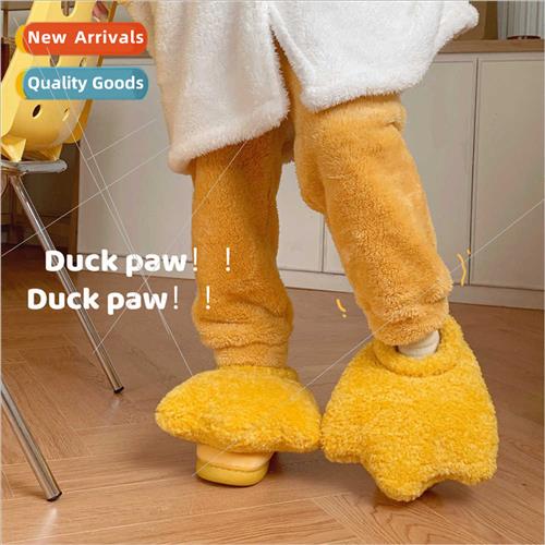 Creative fun cute duck paws plush children cotton slippers b