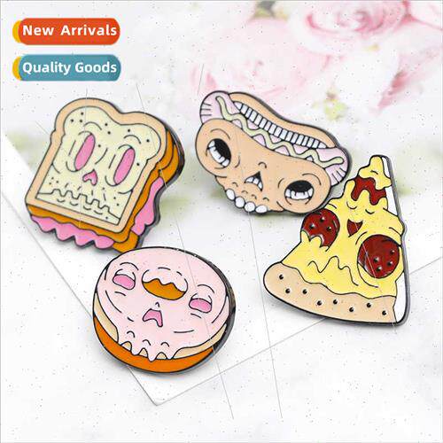 punk retro fun brooch pizza sandwiches hot dog donuts alloy