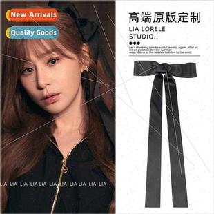 Girl Long Bow Head Back Ribbon French Clip Hair Xinling Wang
