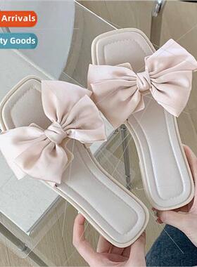 Summer new outside wear flat bottom casual one word slippers