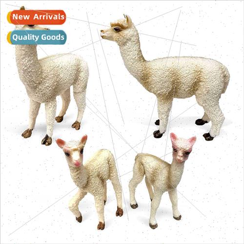 Mini animal model beige alpaca cubs male alpaca family set c