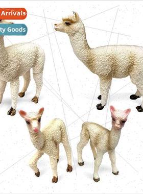 Mini animal model beige alpaca cubs male alpaca family set c