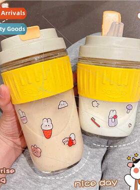 Double drinking glass water cup female wh straw cup ins cute