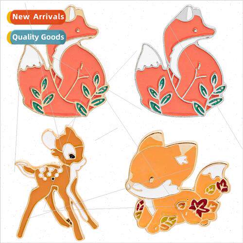 Japan Korea new INS cartoon series deer fox cute brooch stud