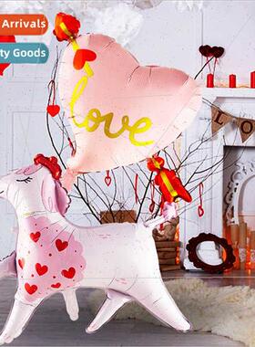 Creative Valentine Day Balloon Arrow Heart Pink Heart Poodle