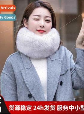 Korean  female fox hair weaving elastic fur scarf hat dual-p