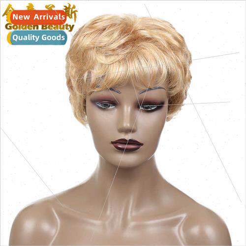 6 inch short curly hair bangs hot curly chemical fiber wig h