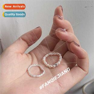 Irregular pearl ring Stch adjustable ins niche finger ring f