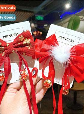 Children hair baby New Year red hair clips girls hanbok head