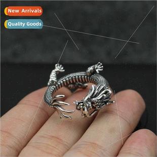 ring men engraving Green Thai head vintage sil dragon