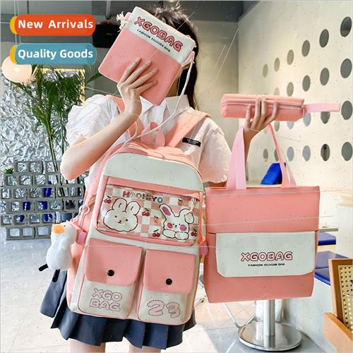 New 3-6 grade four sets schoolbag female Korean ins cute cam