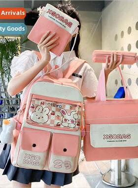 New 3-6 grade four sets schoolbag female Korean ins cute cam