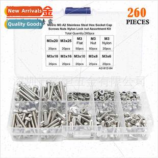 260pcs M3 stainless steel 304 cup head cylindrical head hexa