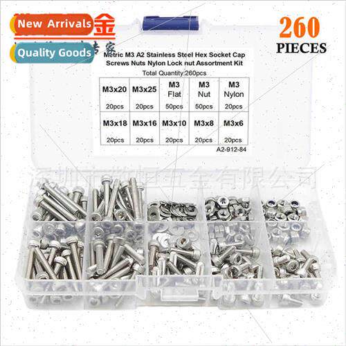 260pcs M3 stainless steel 304 cup head cylindrical head hexa