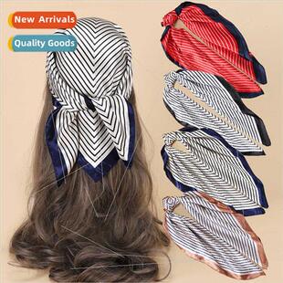 New striped 60cm simulation silk scarf stewardess career dec