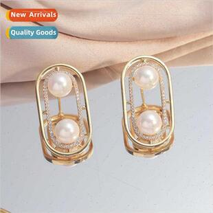 pearl Set delicate fashion earrings zirconia hollow