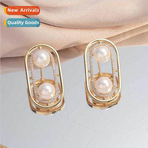 Set zirconia hollow earrings fashion pearl earrings delicate