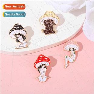 metal badge cute oil creative girl drop mushroom New cartoon