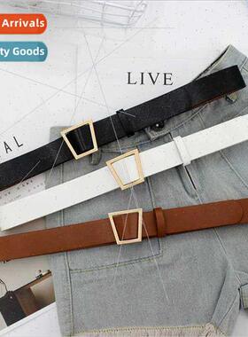 8067 Trapezoidal Buckle Head Belt Hole-less Belt Women Jeans