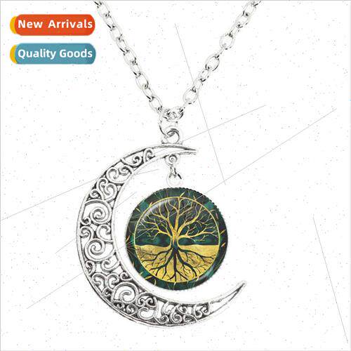 Tree fe Glass Round Moon Necklace Fashion Creative Handmade