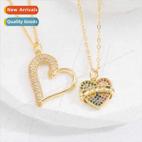 Europe new copper gold-plated colored zirconia pendant love