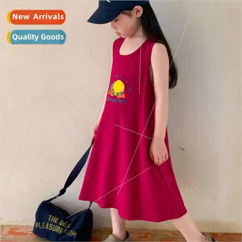 Childrens dress 2023 summer  girls Korean  of the fru print